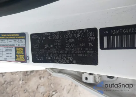 2015 Kia Forte Lx z USA, uszkodzony, nr VIN KNAFX4A69F5391495